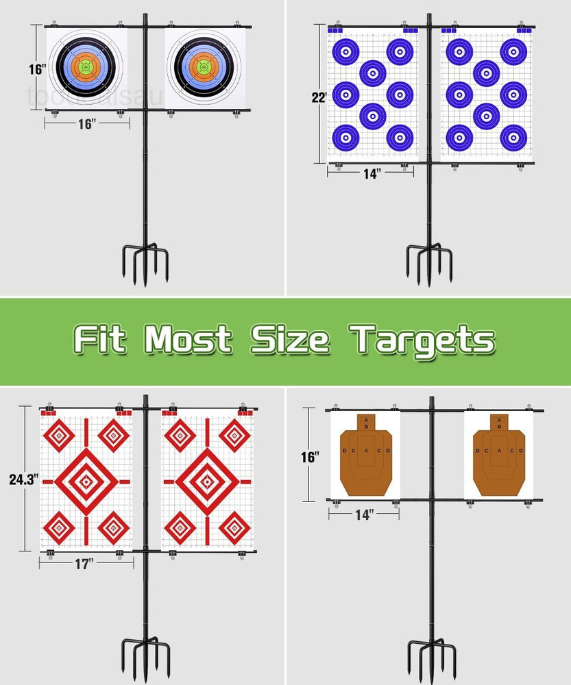 5-Prong Base Target Stand, Adjustable Metal Shooting Medium, Black