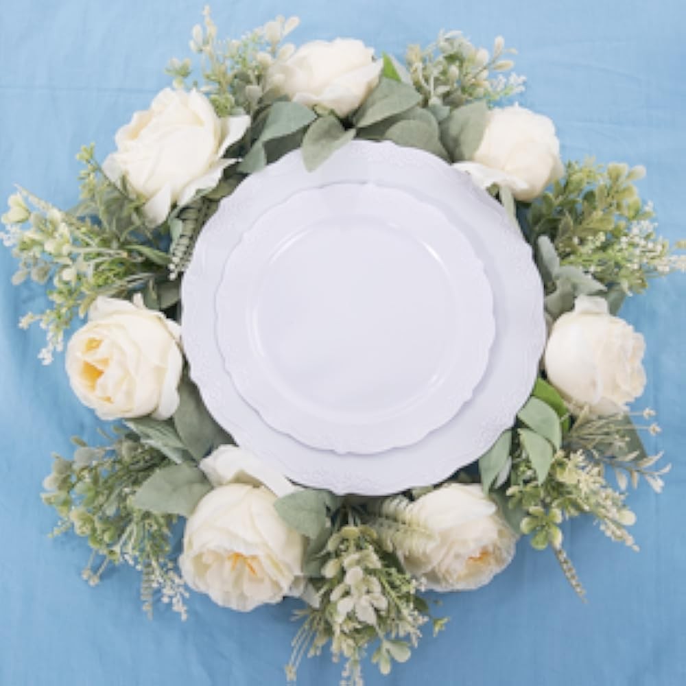 100 Pieces White Plastic Plates - White Disposable Plates - Premium