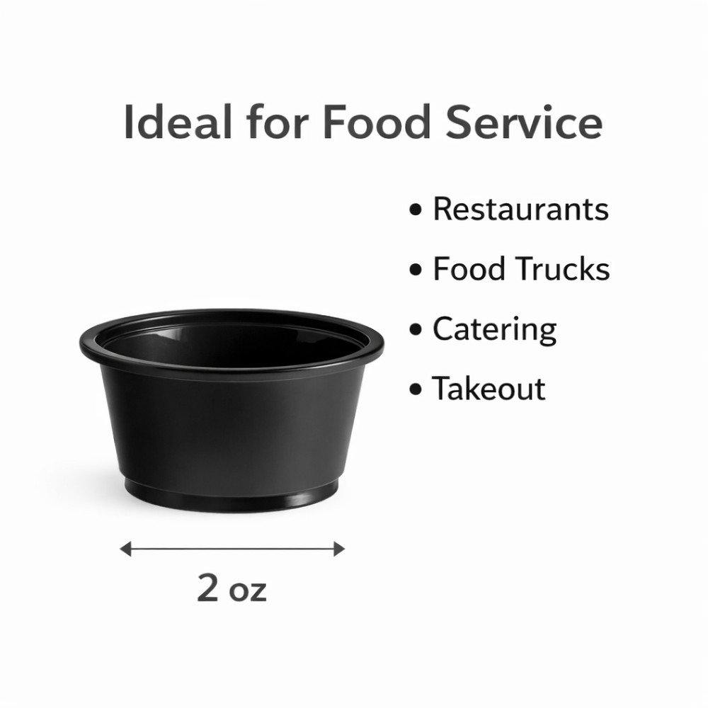 Choice Black Plastic Souffle Cup / Portion Cup - 2 oz. - 2,500/Case