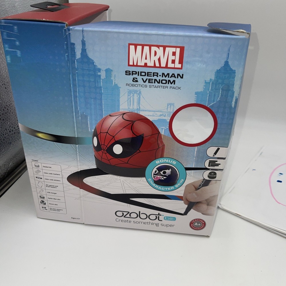 OZOBOT Bit Marvel Spider-Man & Venom Skins Robotics Starter Pack -Pre-Owned