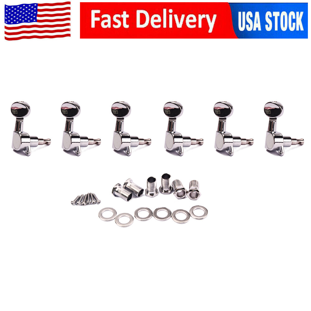Silver 6R Right Inline Guitar String Inline Tuning Pegs Tuners Machine Heads
