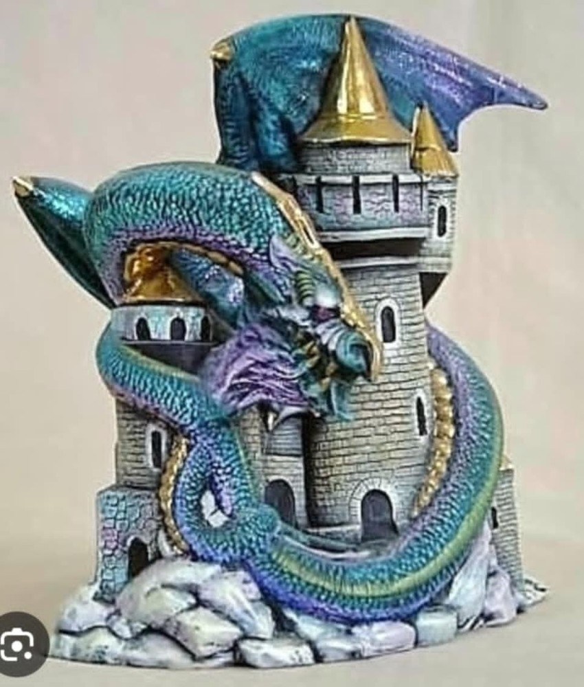 Fall Dragon on Castle Ready to Paint, Unpainted, You Paint Ceramic Bisque