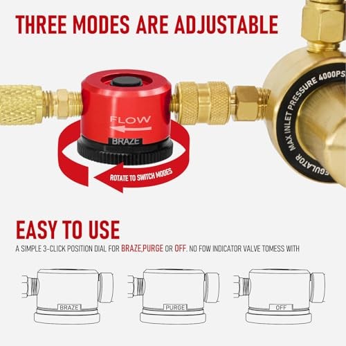 Nitrogen Purge Tool, Hvac Nitrogen Regulator Durable Brass, Red