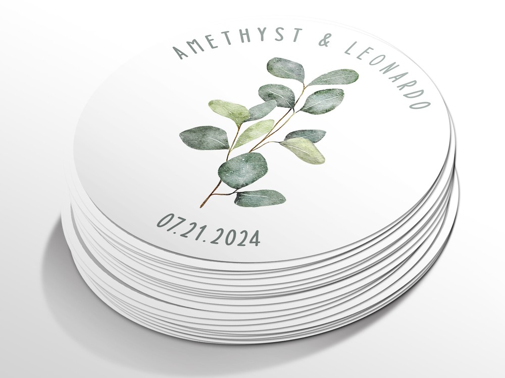 Personalised wedding round sticker labels, custom stickers