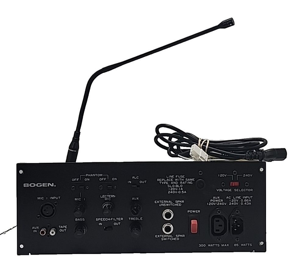 Bogen 300 Watt Max Podium PA System Amplifier w/ Microphone Tested Working