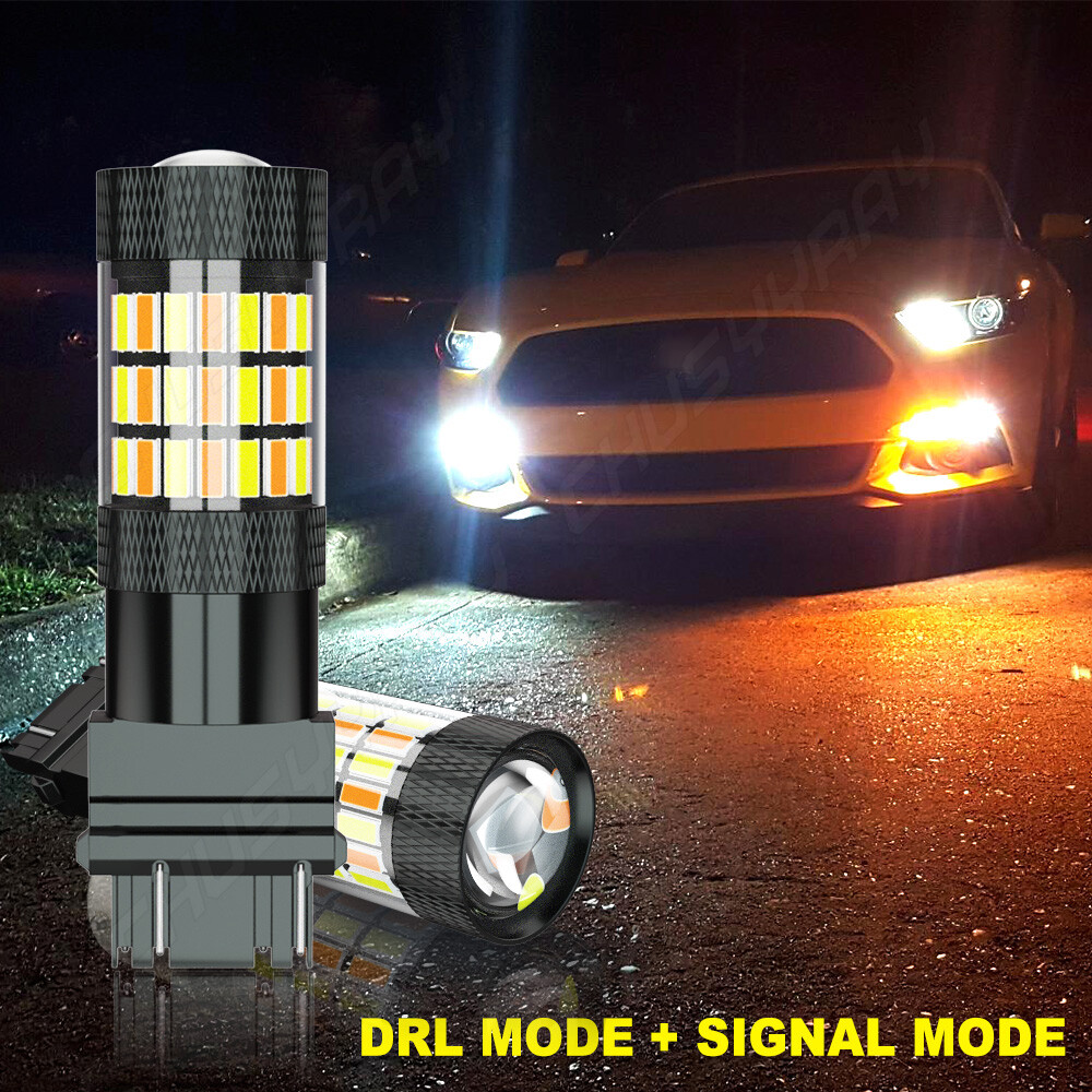 For Chevy Silverado1500 2500 White/Amber Switchback LED Turn Signal Light Bulb 4