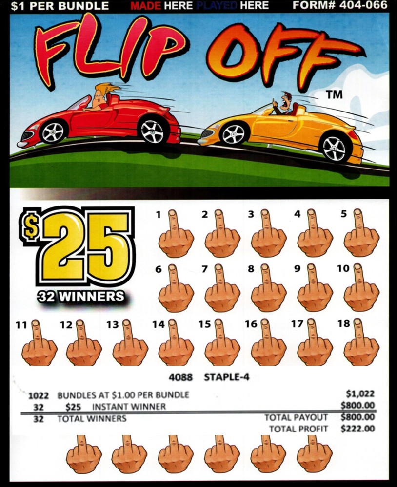 FLIP OFF! Single game, pull tabs- Jar Tickets