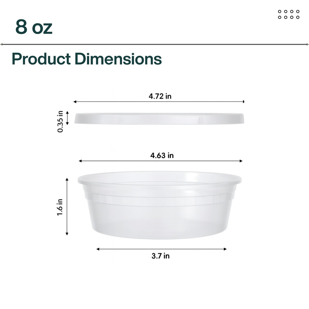 Heavy Duty 8oz PP Deli Container 50sets