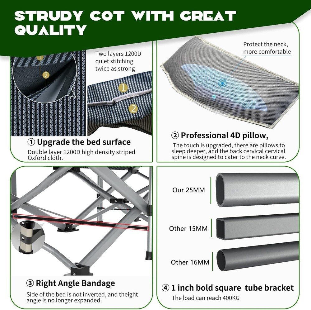 Folding Camping Cot for Adults with Mattress