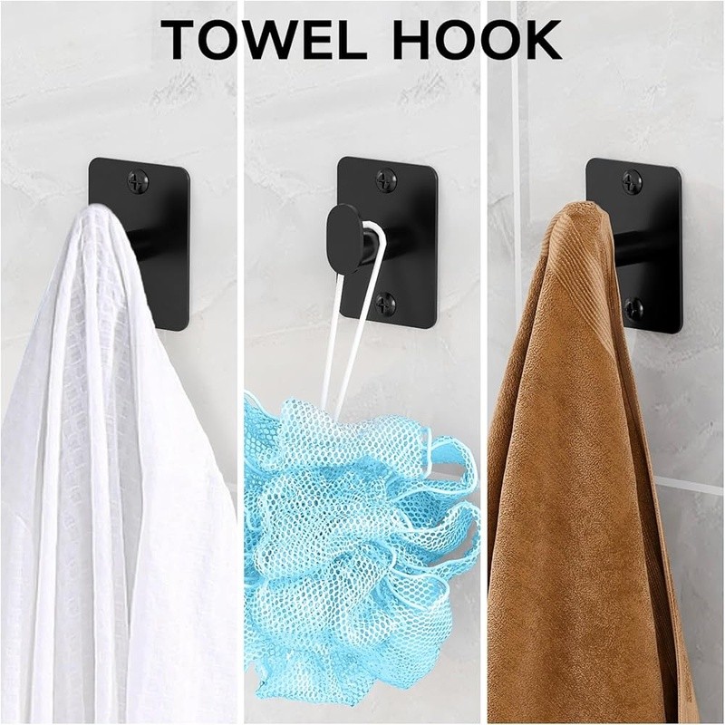 4 Piece Bathroom Hardware Set Towel Bar Ring Holder Hook Rustproof Matte Finish