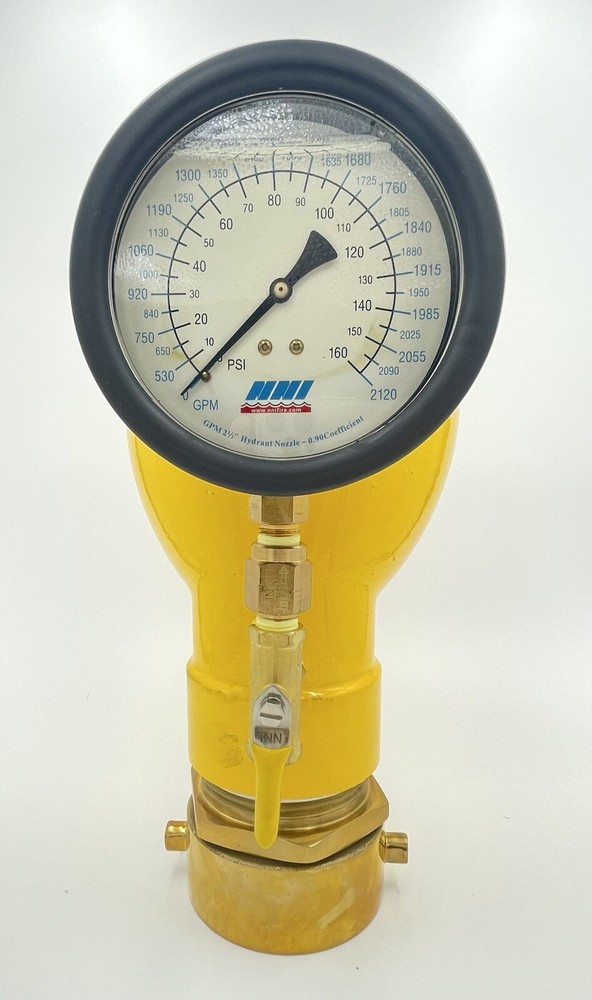2-1/2" NST Hydrant Flow Test Swivel Diffuser 100Psi/1680 GPM Gauge