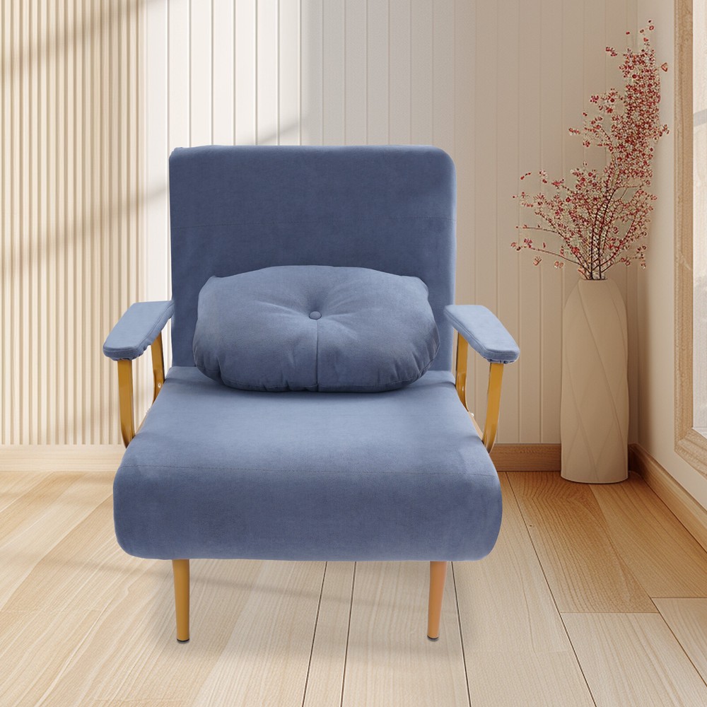 Convertible Sofa Bed Folding Sofa Bed w/ Pillow & 5-Position Adjustable Backrest