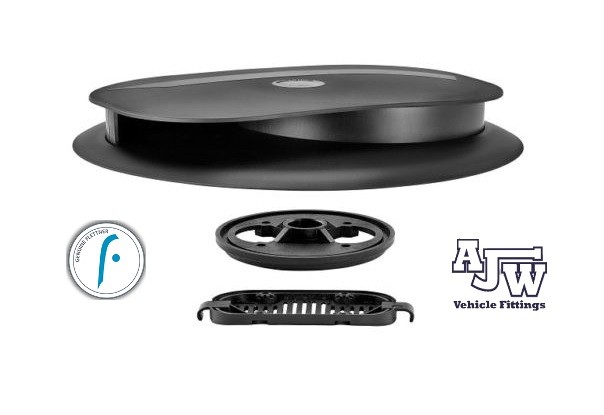 Flettner Slimline Low Profile WHITE Roof Vent + Adaptor Wind Driven Rotating Van