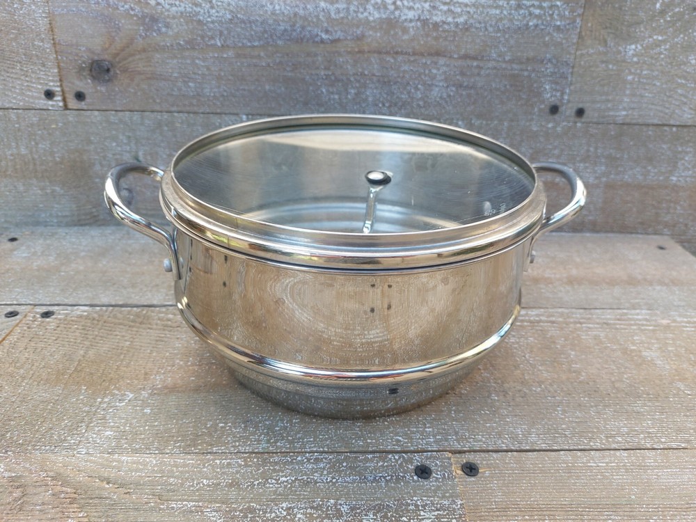 TIERED STAINLESS STEEL STEAMER/STRAINER INSERT WITH LID