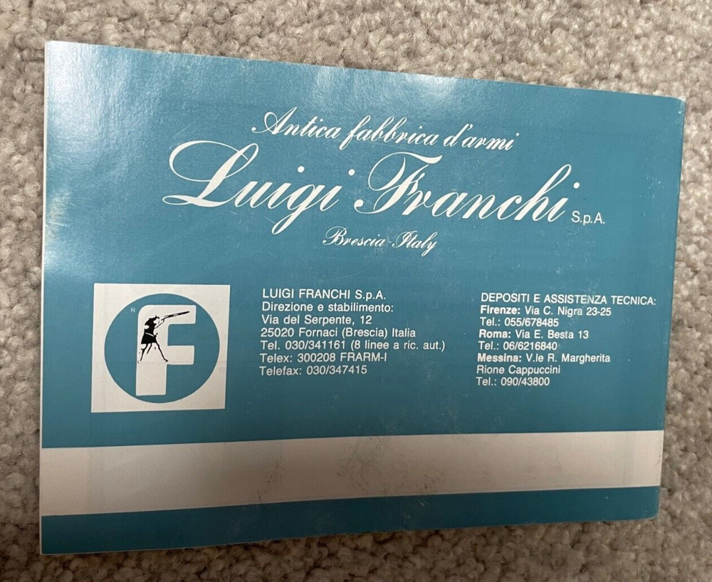 FRANCHI PG 85 MA Shotgun Instruction Manual (multi-language, Eng)