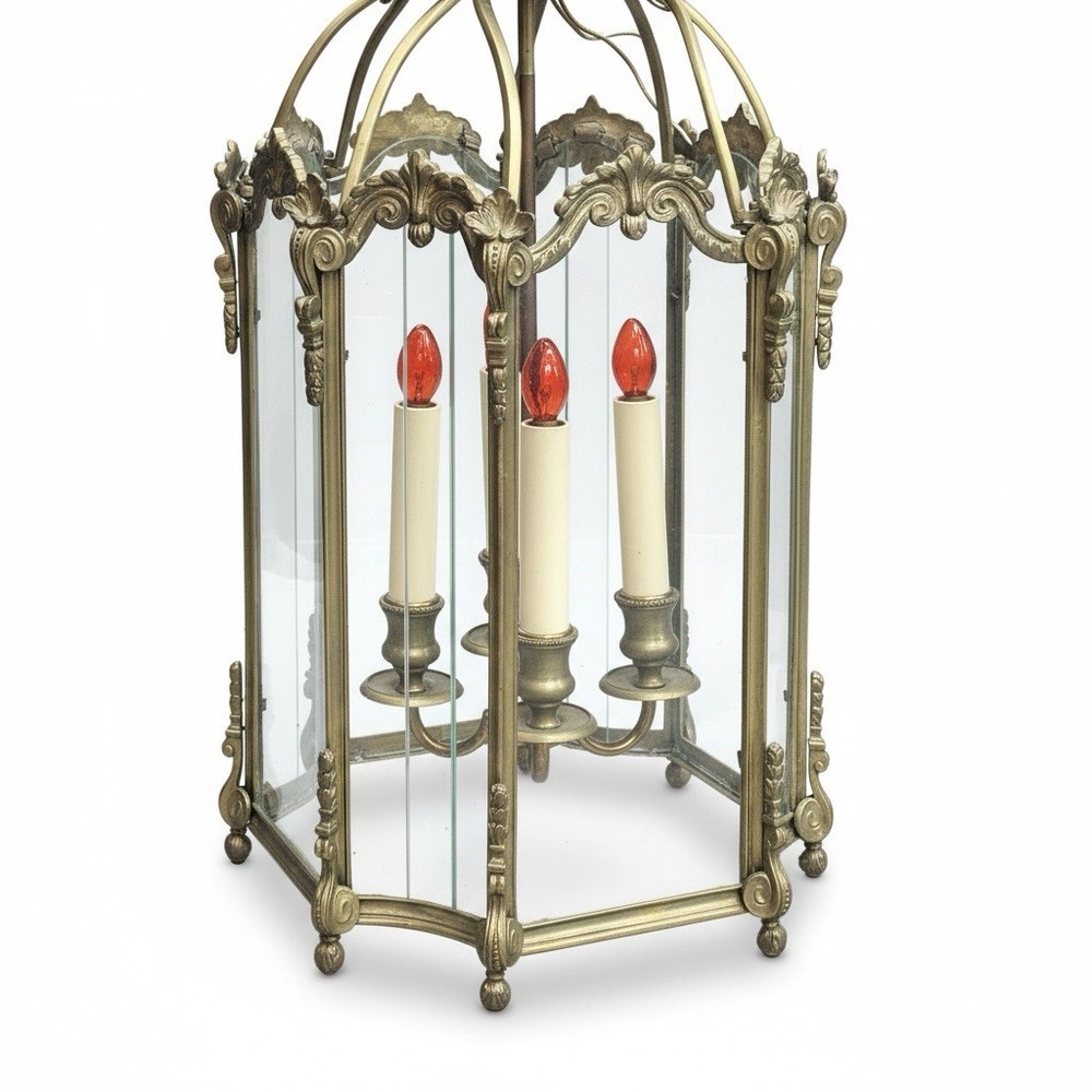 English Gilded Bronze Four Light Antique Lantern