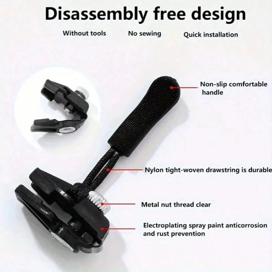 12 Pack Universal Quick Fix Zipper Repair Kit Detachable Slider Replacement