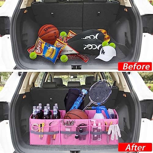 Large Collapsible Trunk Organizer with Multi 3 Compartments-Large Pink