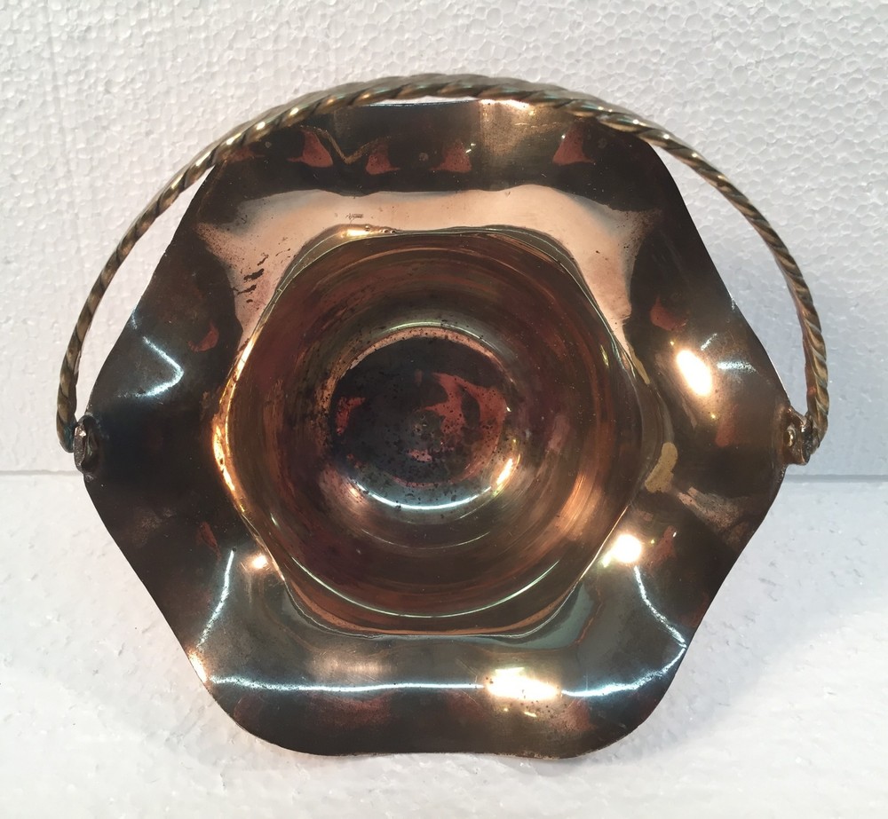 Vintage Brass Basket w/Handle India