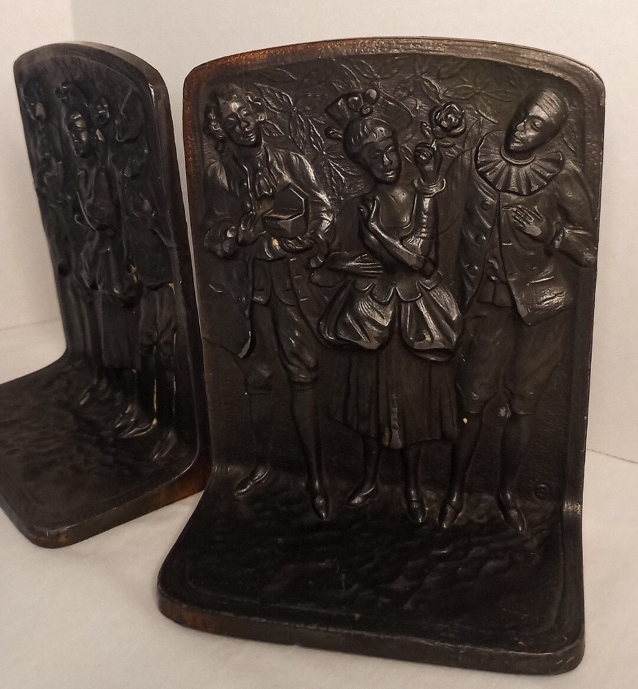 Vintage BOOKENDS Victoria The Offer A Proposal With Two Suitors Solid Copper