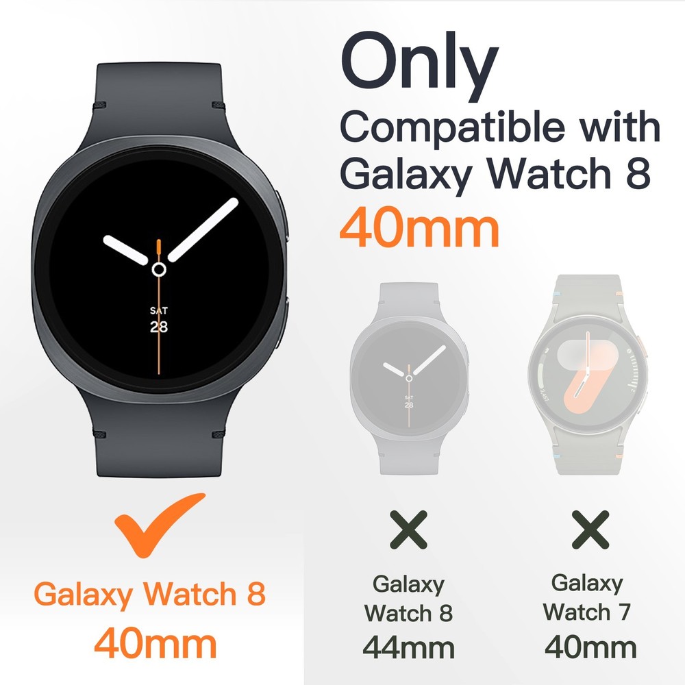 JETech Case with Screen Protector for Samsung Galaxy Watch 8 40mm, 2 Pack