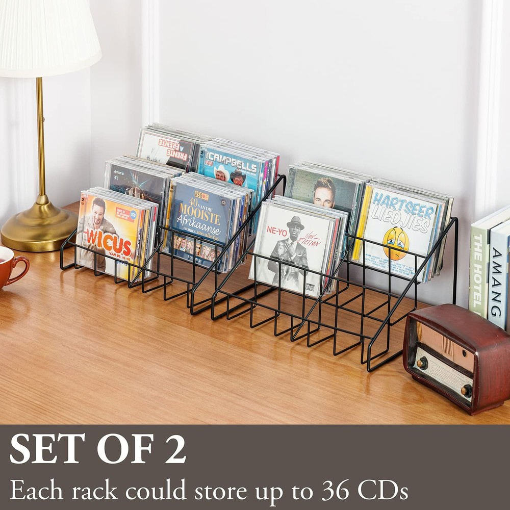 MyGift 2x 3-Tier CD DVD Rack Tower Stand Holder Tabletop Compact Disc Organizer