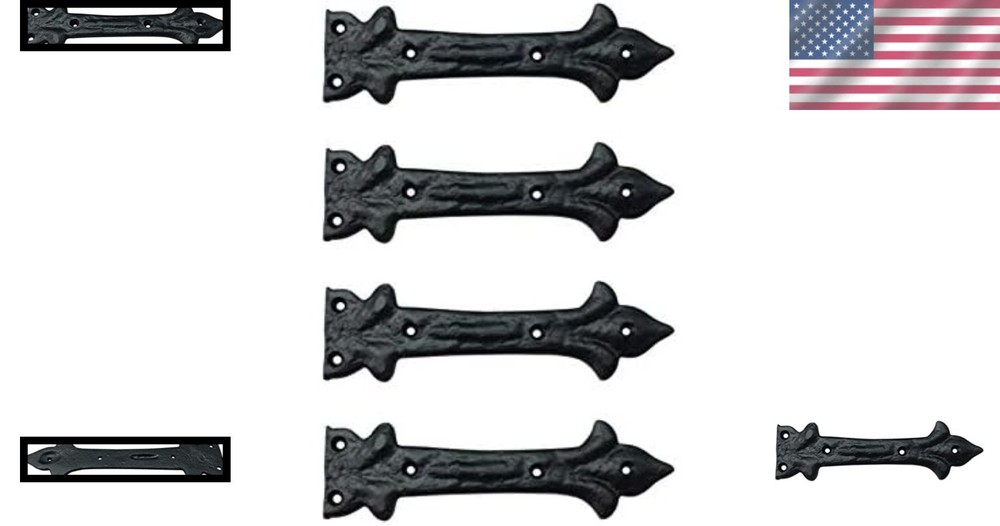 Rustic Cast Iron Hinge 6.5" Decorative Dummy Hinge 4-Pack Matte Black