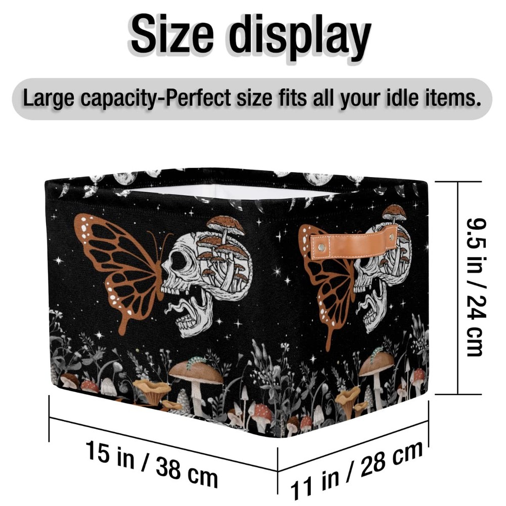 Skull Butterfly Storage Basket, Star Foldable Storage Bin with Handle Fabric ...
