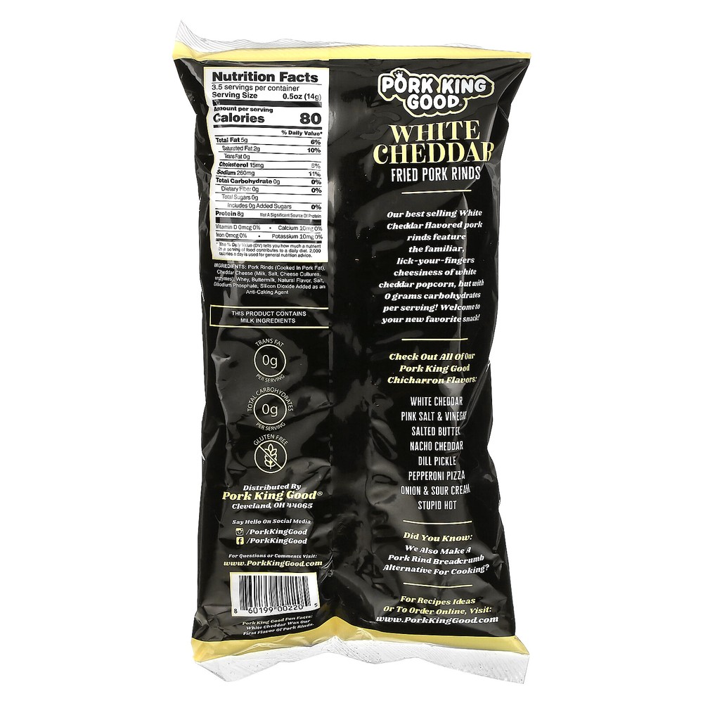 Flavored Chicharrones, White Cheddar, 1.75 oz (49.5 g)