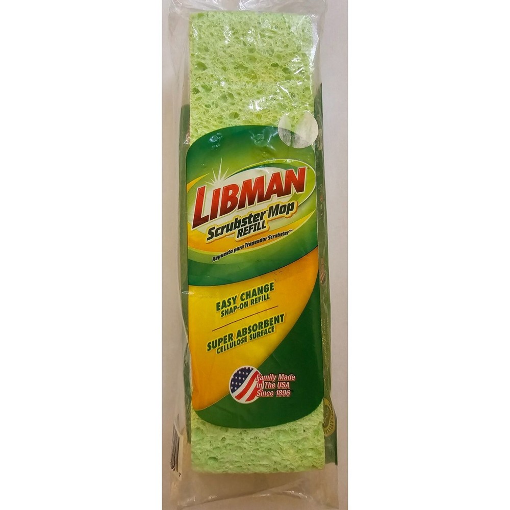 Libman Scrubster Mop Refill Easy Change Super Absorbent Cellulose Surface 1 ct