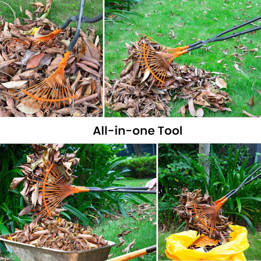 Leaf Grabbers for Yard Work, Leaf Picker Upper Grabber with Long Steel Handle &