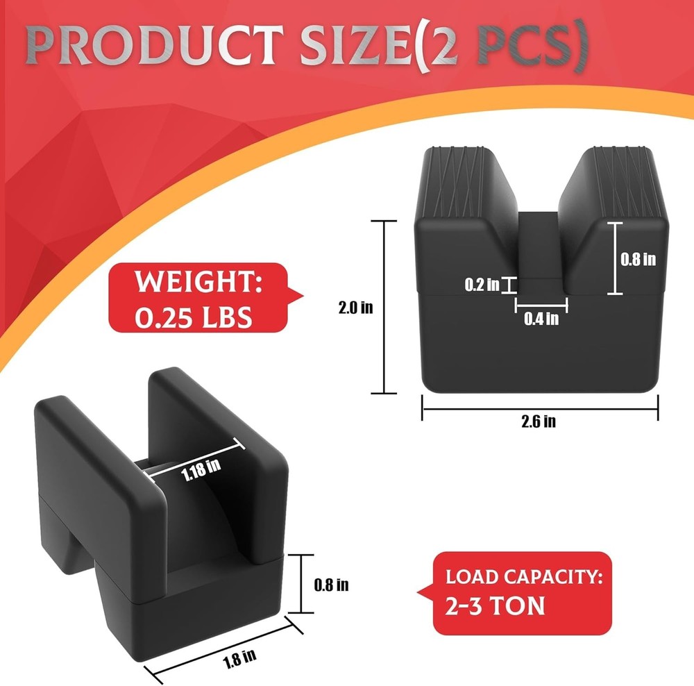 Universal Rubber Jack Pad Adapter Set - Essential 2-Piece Protector for Vehicles