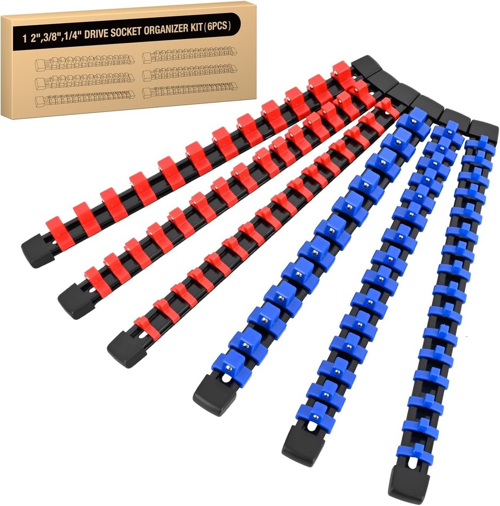Socket Organizer ABS Socket Holder Set 1/4" 3/8" 1/2" Drive Socket Rail Holders
