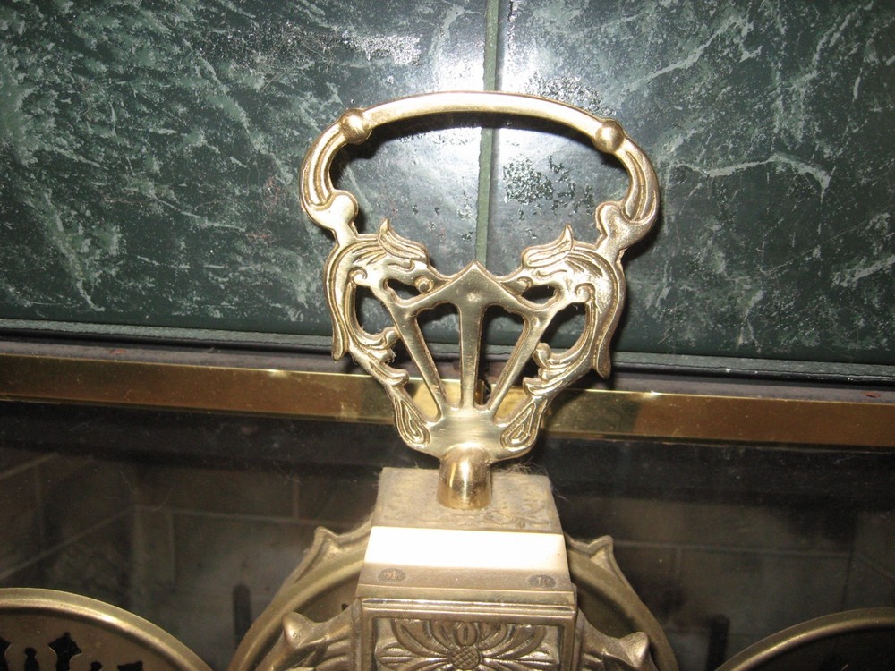 VINTAGE FIREPLACE SCREEN BRASS PEACOCK STYLE