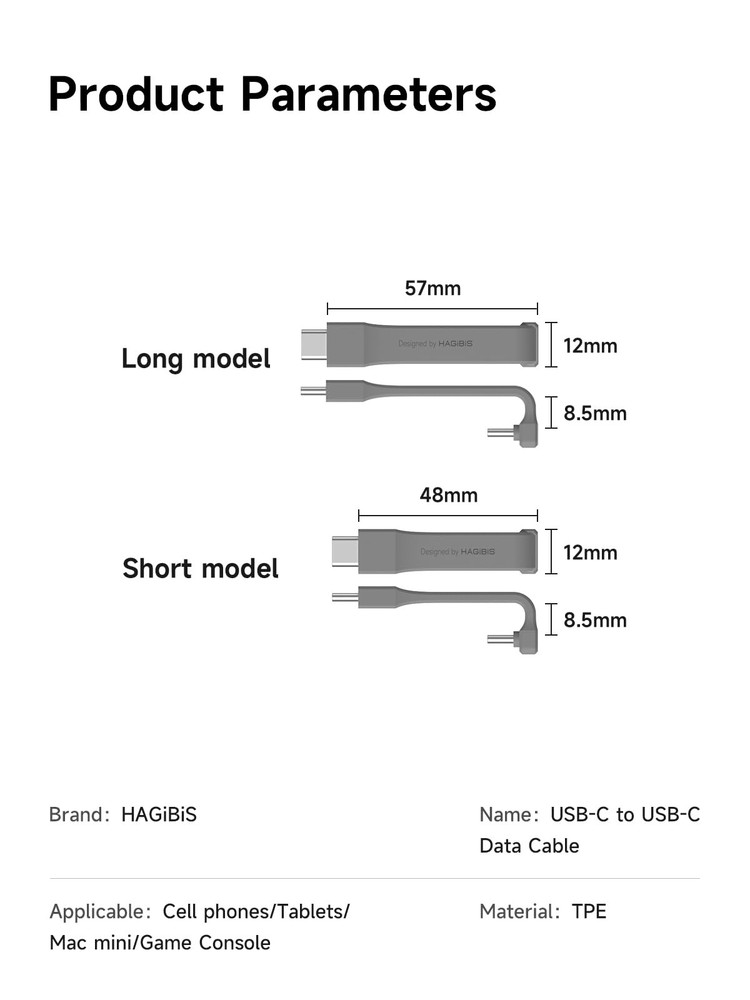 Hagibis Short USB 4 Cable, 240W Charging U-Type C 40Gbps Data Grey