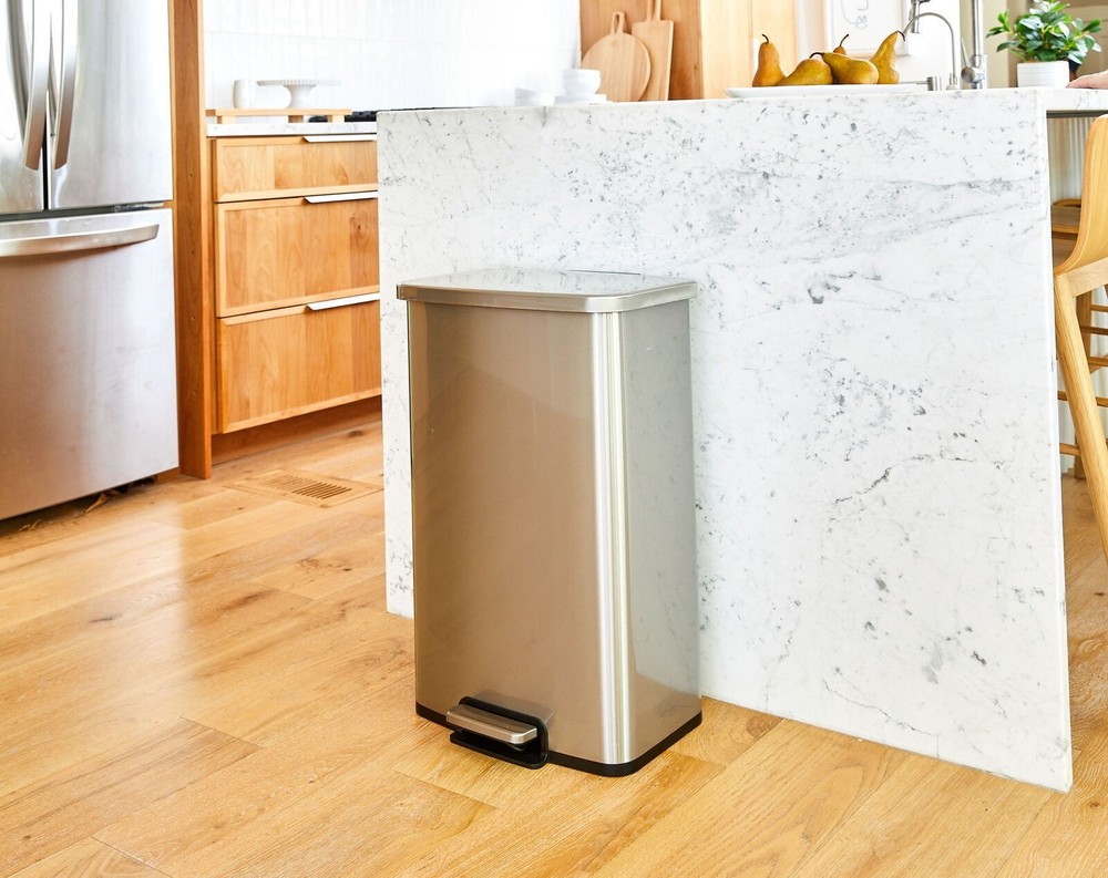 13.2 Gal Rectangular Step On Trash Garbage Can Durable Stainless Steel Kitchen