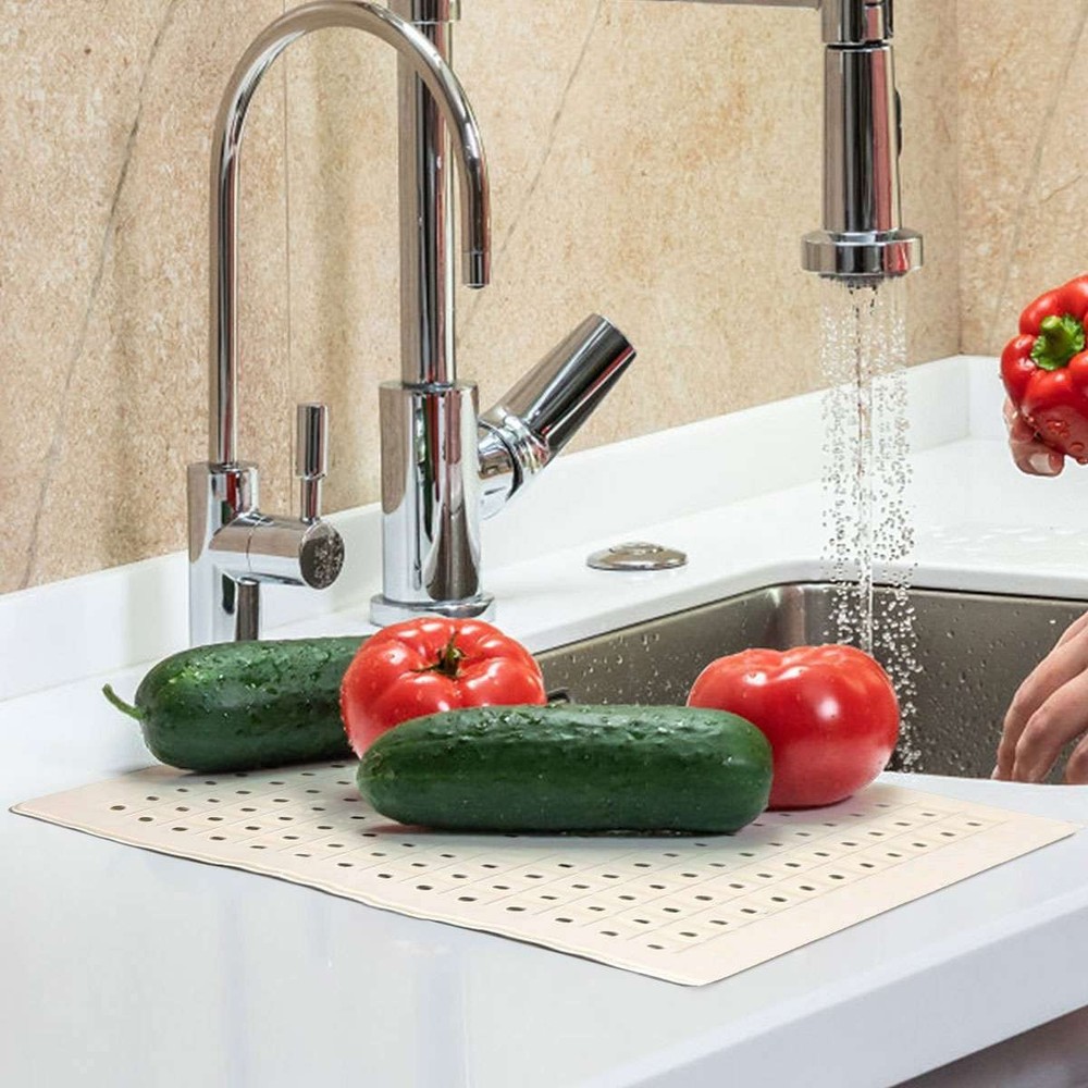 2 Pack Kitchen Sink Mat Drain Pad Protector 10" x 12" Non-Slip Rubber Durable US