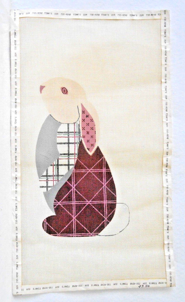 TINA'S RABBIT NEEDLEPOINT CANVAS - NEW - 6X11 PATTERN - 11X19 CANVAS 18 MESH