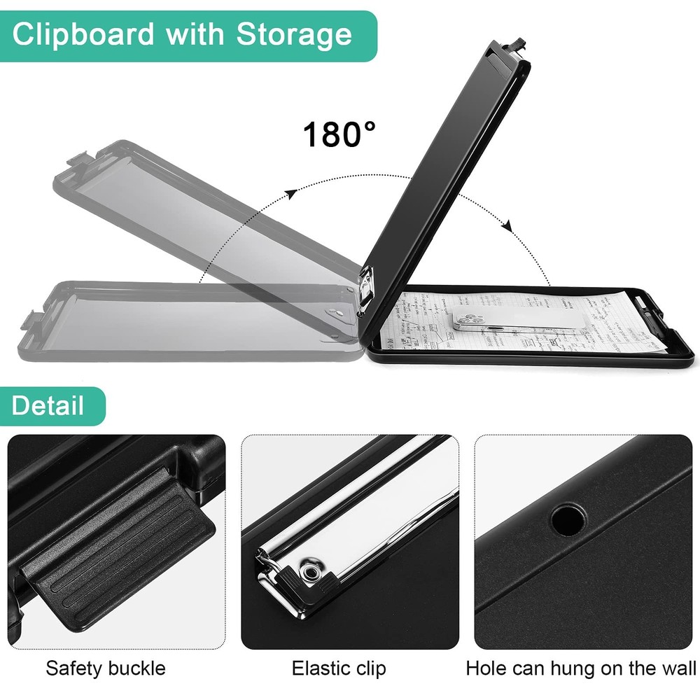 4 Pieces Clipboard with Storage Plastic Storage Clipboard Nursing Foldable Cl...