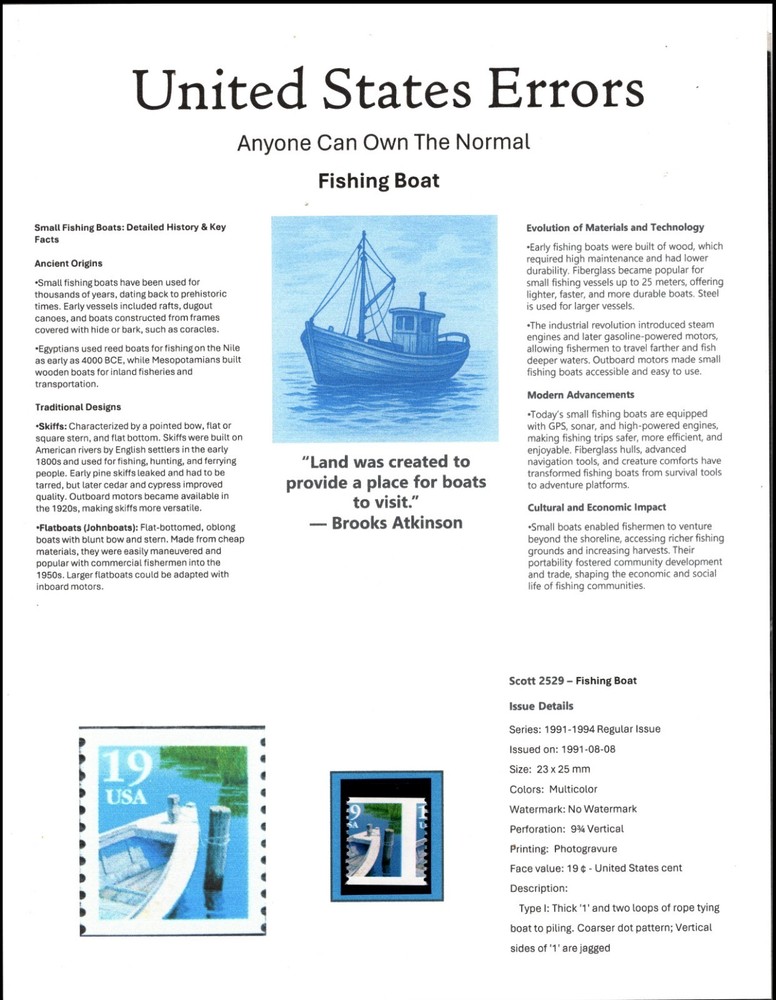 Perfectly Flawed SN 2529 MNH - Misperf on Custom Presentation Panel 8.5” X 11”