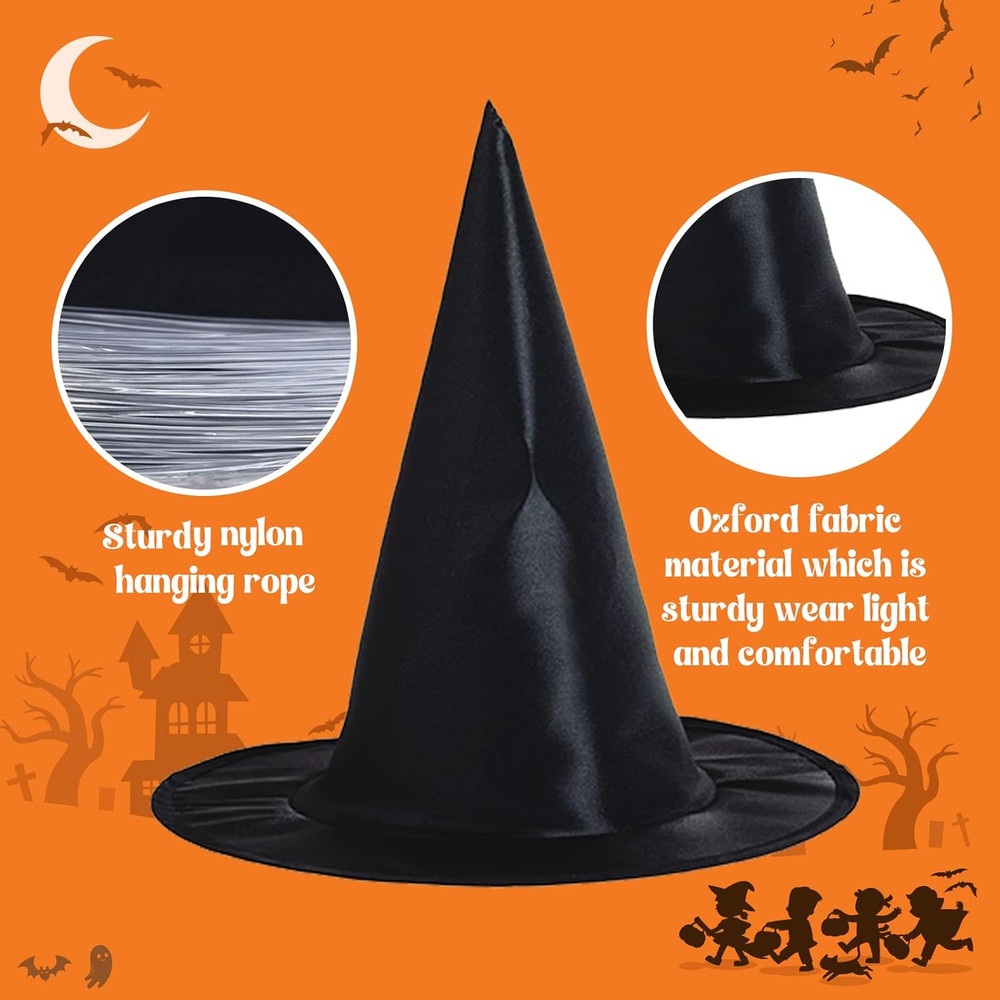 Witch Hat Decorations-8PC Black Hanging Witch Hats & 32PC 3D Bat,Halloween Decor