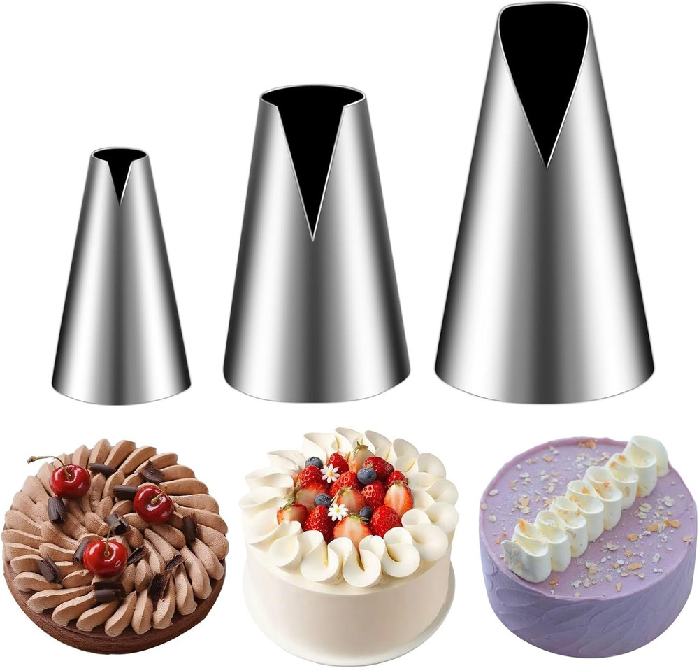 3 Pieces V-Shaped Piping Tips Set,Cake Decorating Tips, Frosting Icing Tips for