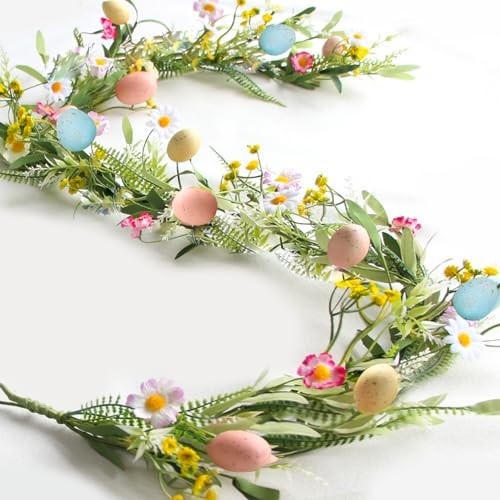 5FT Easter Garland Faux Spring Vine with Easter Eggs Berries for Rustic 1