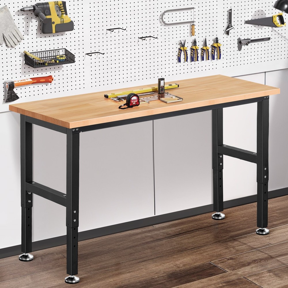 60'' Adjustable Work Bench Heavy Duty Work Table for Workshop Garage 1500 Lbs