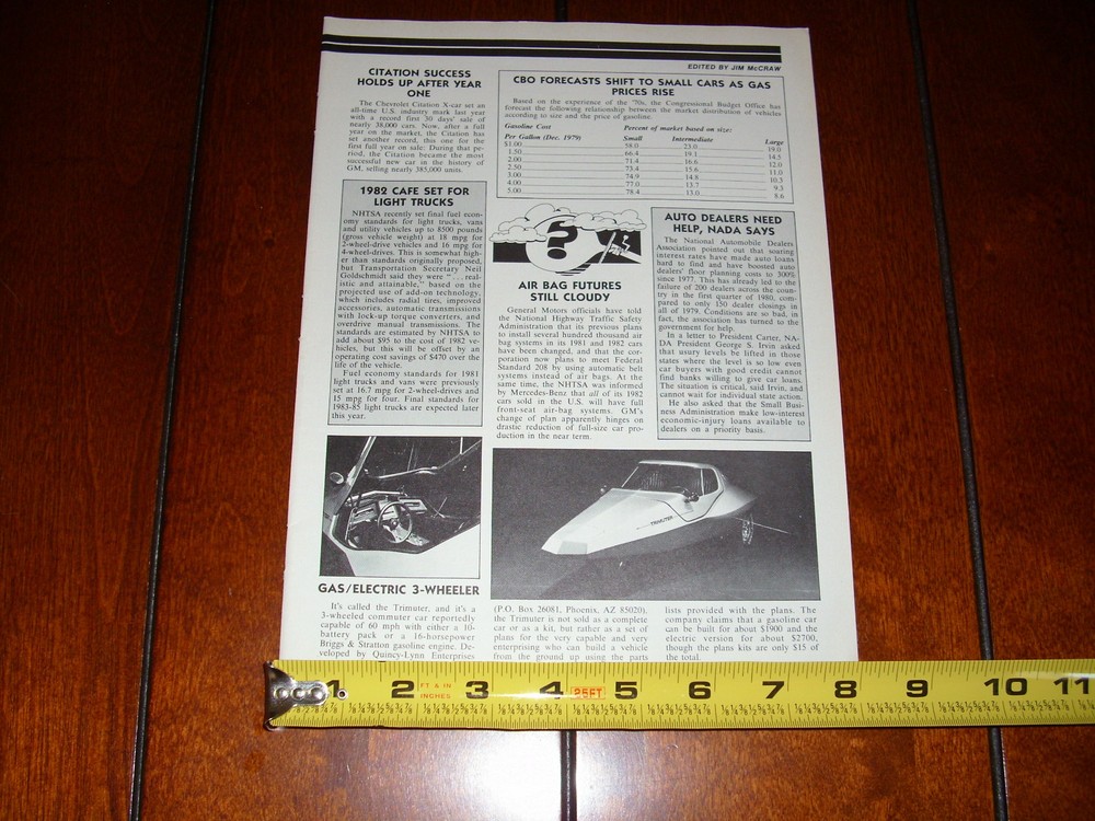 TRIMUTER 3 WHEELER TRIKE - ORIGINAL 1980 ARTICLE