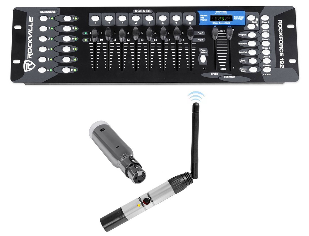 Rockville ROCKFORCE 192-Channel DMX Controller+Rechargeable Transmitter+Receiver