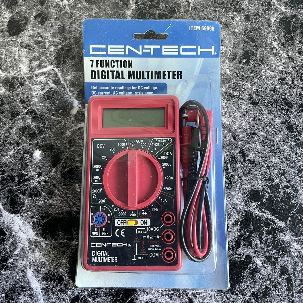 Cen-Tech 7 Function Digital Amp Ohm Volt Meter AC/ DC Voltmeter Multimeter NEW