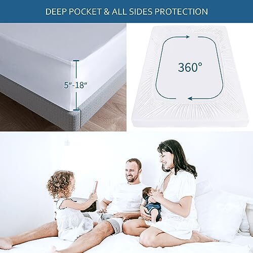 Waterproof Mattress Protector King Size,Mattress Cover Protector, Smooth Top