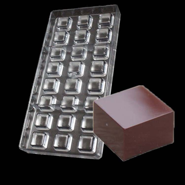 Clear 24 Cavities Square Shape Polycarbonate Hard Injection PC Chocolate Mold