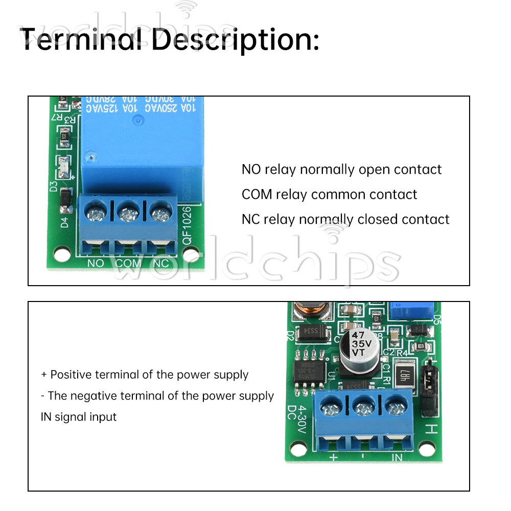 DC 4-30V Power Adjustable Delay Relay Timer Control Module 4 Gear Delay Switch